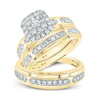 Žene i muške čvrste 10kt žuto zlato Njegov je njen okrugli dijamantski parovi koji odgovaraju set vjenčanim