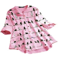 Luxplum ženske majice rever na vratu Dugme Down Bluse Casual Tunika Majica Business Pink 4xL