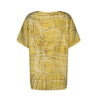 FOPP prodavač Ženski gumb dolje modni casual vintage tisak majice kratkih rukava bluza žuta l