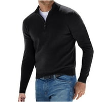 Muška stand up džemper sa ovratnikom Modni vuneni džemper Čvrsti dugi rukavi pleteni pulover Brown, XL