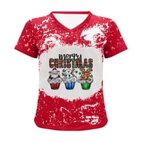Plus veličine Božićna majica Ženska plaćena spajanje duge raglan vrhove bluze ljetna božićna slova bluza