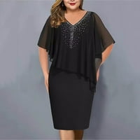 Tking modni ženski elegantni plus veličine čvrstih omotača V izrez Dolman rukava mini večernja haljina
