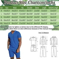 Muški odijelo čvrste boje V-izrez kratki rukav i kratke hlače Ljetna pamučna rever gumb čipkasti setovi