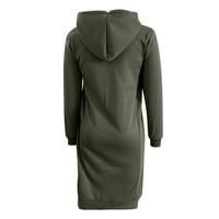 Ženska kaput hodanje jakne za žene tamno lično lično ulice hoodie patentni hoodie dugi stil sa zip kardigan dugim kaputima za žene zelene xl