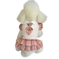 Pink Plaid dizajnerska haljina za pse za kućne ljubimce proljeće i ljetnu princezu suknje ružičasta
