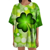 Plus size Ljetni vrhovi za žene St. Patrickov dan kratkih rukava Ležerne kuhinjske djeteline tiskane trendi blok majica