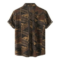 Labakihah majica za muškarce Muški povremeni havajski patchwork ispisana košulja kratkih rukava sa nagibom