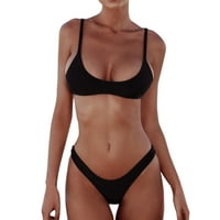 Entyinea bikini setovi za žene Dvije kupaće kostime špagete kaiševe za kupanje bez leđa Crni XL
