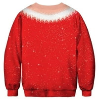 Poslovni casual vrhovi za ženska modna bluza smiješni božićni cvjetni print okrugli vrat pulover pulover vrhovi crveni m