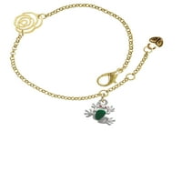 Delight nakit silvertone mini zelena stabla žaba zlatna tona narukvica lanca ruža, 6,25 + 1,75 Extender