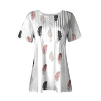 Ljetne ženske košulje Žene Modni casual vrhovi Štampane majice kratkih rukava V majice izrez bijele