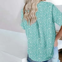 Kakina S Plus Veličina Top Clearence Ženske majice kratkih rukava Odštampana manžetna V-izrez Boho bluza