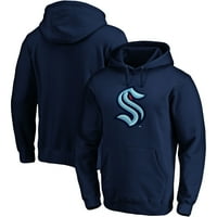 Muške fanatike brendirano duboko more Blue Seattle Kraken Primary logotip runo opremljen pulover Hoodie