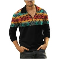 Sinimoko muška polo majica casual etničkog stila Ispis gumb Up dugi rukav pulover jesenja bluza narančasta