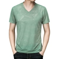 Muška košulja Čvrsta boja okrugli vrat kratki rukav brzo-suha svileska sportska majica