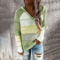 Ljetni džemperi za žene lagana plus veličine prugasta boja blok dugih rukava kardigan pulover V izrez