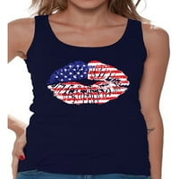Awkward Styles American Flag tenkovi za ženske rezervoar za žene USA Stars and Stripes usne Žene Žene