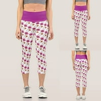 Žene Šarene cvjetne prilagođene printu Obrezane pantalone Skinne hlače za jogu trčeći pilate kompresije