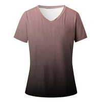 Žene Ležerne prilike Comfy Gradient bluza V izrez kratkih rukava Trendy Elegant Slatka tenisa Ružičasta
