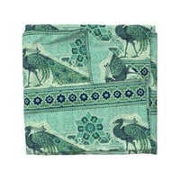 Pamuk Saten Duvet Cover, King Cali King - Peacock Mosaic Exotic Bird Green Blue Smaragdne životinje