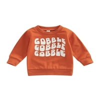 Baby Girl Boy Dan zahvalnosti Outfit Gobble Crewneck Duks dugi rukav Duks pulover slatka jesen odjeća