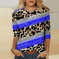 Dužina rukav Leopard ženski vrhovi, žene grafičke mashirts rukav trendy bluza Dressy Print Top Žene