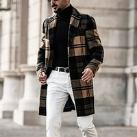 Odeerbi Blazer za muškarce Zima vuneno odijelo ovratnik PLAJNA PRINT MID-duljina topli vuneni kaput