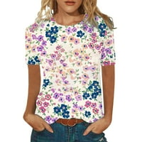 Ženske vrhove bluza Žene kratki rukav modni grafički grafički otisci Ljetni posadni vrat majice Tunic