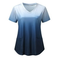 Dame gradijentni ispis vrhovi za žene Radne uniforme T-majice Ležerne prilike V-izrez košulju TEE vrhovi
