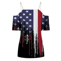 Američke zastave Vrhovi za žene Ležerne prilike Elegantne majice Lančani remen ispisani imitacija pamuk