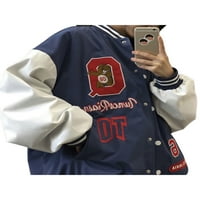 Gureui Žene prevelizirane bejzbol jazbol jakne, slovo vezenje print dugih rukava Vintage Harajuku Boyfriend