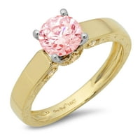1.06ct okrugli rez ružičasti simulirani dijamant 14k žuti bijeli zlatni godišnjica za angažman prsten