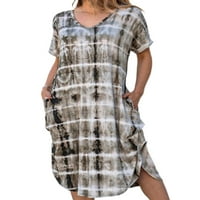 Glonme Women Sandress V izrez T Majica Dress Gradient Dress Dresses Dame Split Jednostavan kratki rukav