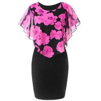 Haljine Moda Žene Ležerne prilike ruže Šifon O-izrez Ruffles Hot Pink 2xl