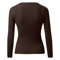 Miayilima ženske majice V izrez dugih rukava pulover pulover pulover, pletenje vrh