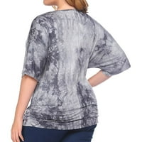 Žene plus veličina vrhova bluza s kratkim rukavima V izrez bluza plutaju košulje boemijskih vrhova Dame