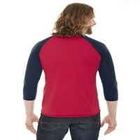Američka odjeća unise poli-pamuk 3 4-rukave raglan majica crvena mornarica xs