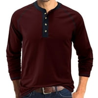 Muška majica Grafički vintage opruge i jesenski gumb Okrugli vrat Čvrsta boja Bluza Dugme Dugi rukavi