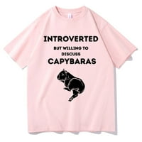 Jhpkjinttrovertirana, ali voljna razgovarati o logotipu Capybarasa Ispis majica Muškarci Žene Harajuku