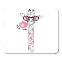 Giraffe u ružičastom naočalama puhanje mjehuriće guma Grafički hipster slatka mousepad mouse jastučić