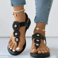 FZM Womens Wedges Sandale elastične gležnjače casual cipele za plažu Slingback TOE Post boemske perlice
