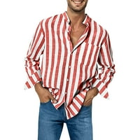 Muška modna casual prugasta kopča košulja s dugim rukavima