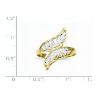 Čvrsta 10k žuta i bijela zlatna dva tona dijamantski rez filigranski prsten - veličina 7.5