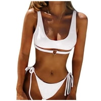 Ženska dva podstavljena bandeau bikini set kupaći kostimi nasumce rukave visoke struk kupaće kostim