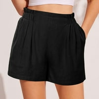 OCIVIESR Žene Ljetne posteljine kratke hlače s elastičnim kratkim kratkim kratkim kratkim kratkim hlačama