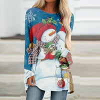 Božićne majice Women plus veličina Ženska modna labava bluza s dugim rukavima Bluza za božićne tiskanje