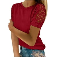 Žene ljetne majice kratkih rukava o vratu Dressy Care Ležerne bluze rupa od čipke, crveni l