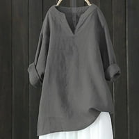 Giligiliso bluze za žene plus veličine Ženska V-izrez dugih rukava Loatumand posteljina jesenje majice