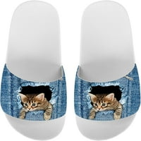 Plave traper mačke uzorak kućne papuče Ljeto Neklizajuće cipele za ženske dame unutarnjim vanjskim klizačkim