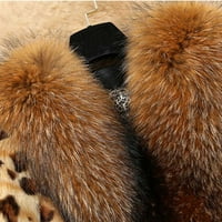 BDFZL ženske casual vrhove žene Fau Furs ovratnik Classic Leopard srednje dugi zimski kaput jakna smeđa